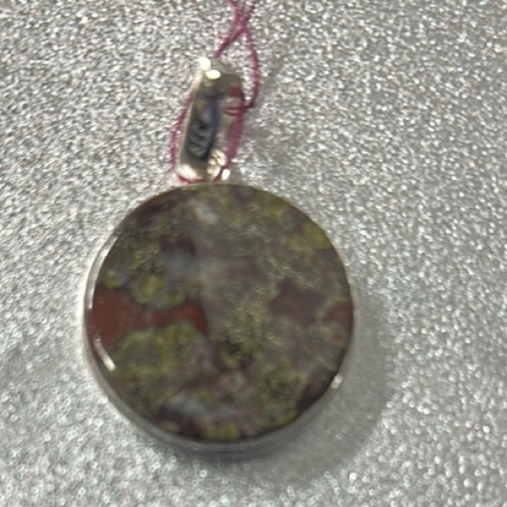 Silver and Brown and Green Pendant 925 plated